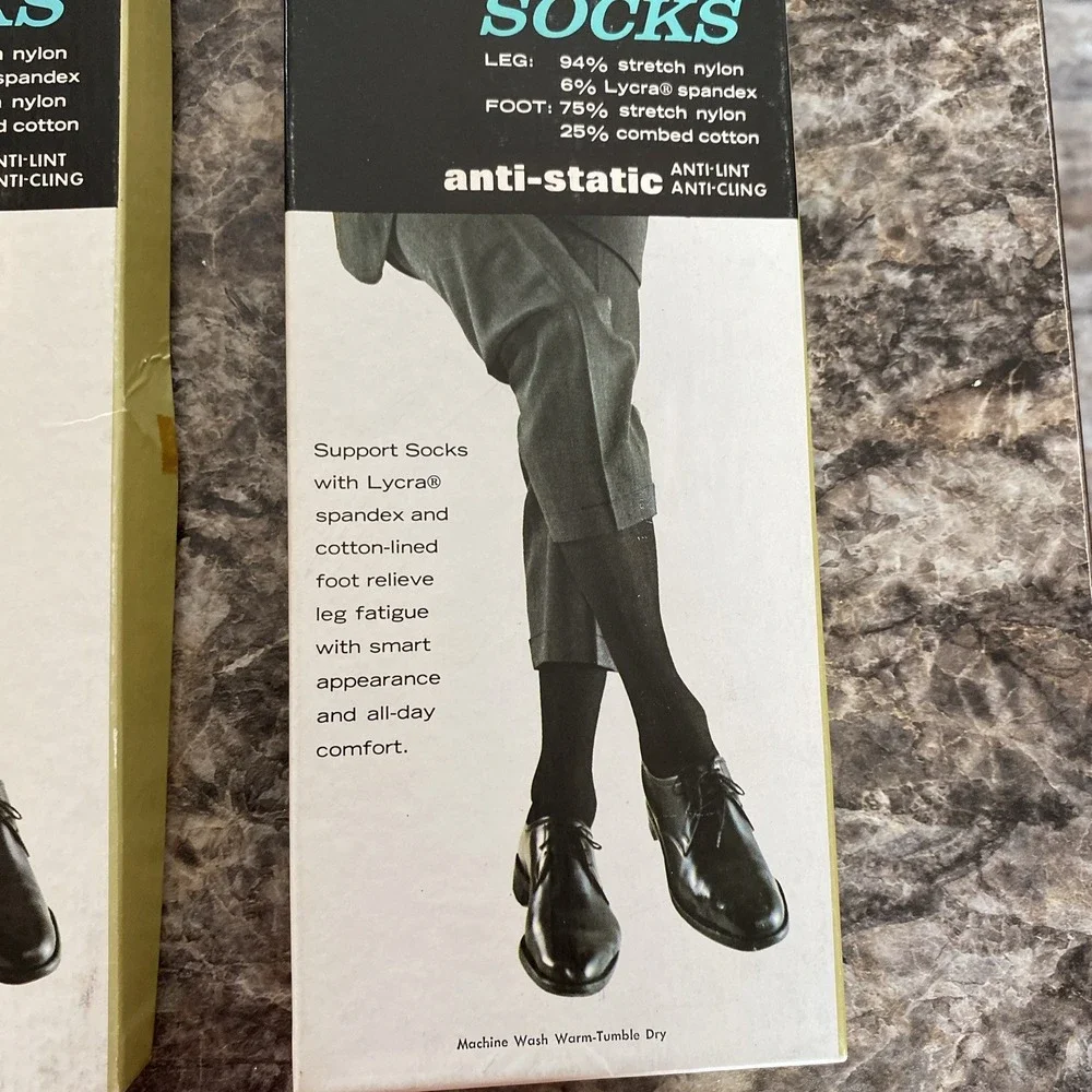 2 Vintage Montgomery Ward Support Socks Anti‎ Static Size Large New Rare